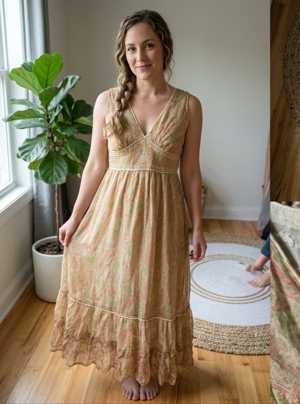 NWT Kit Cornell Vintage Y2k Floral Maxi Dress Whismigoth Cottagecore Bohemian L